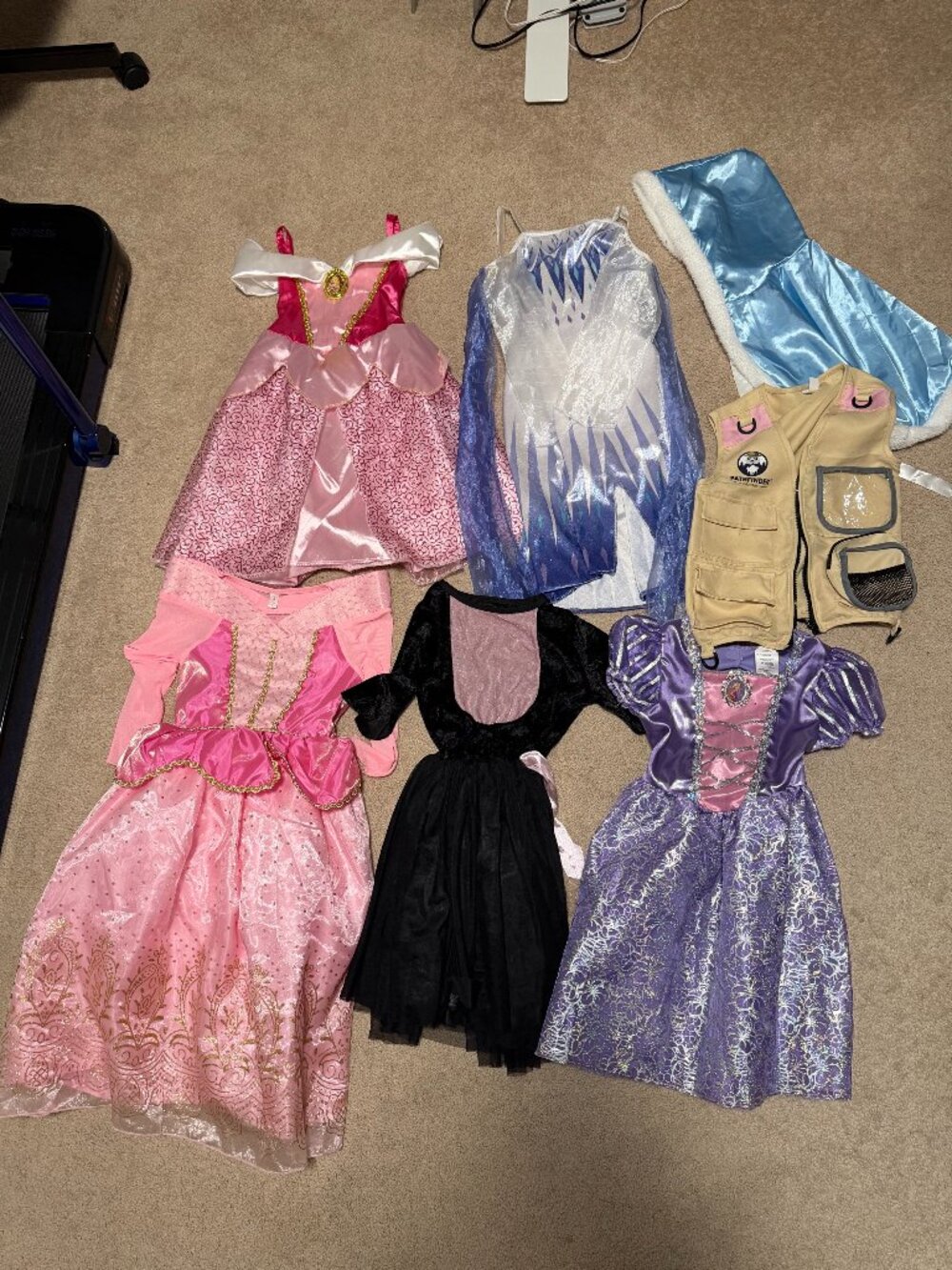 Girls Halloween Costumes - princess, Elsa, cat, explorer - 7 items, size small